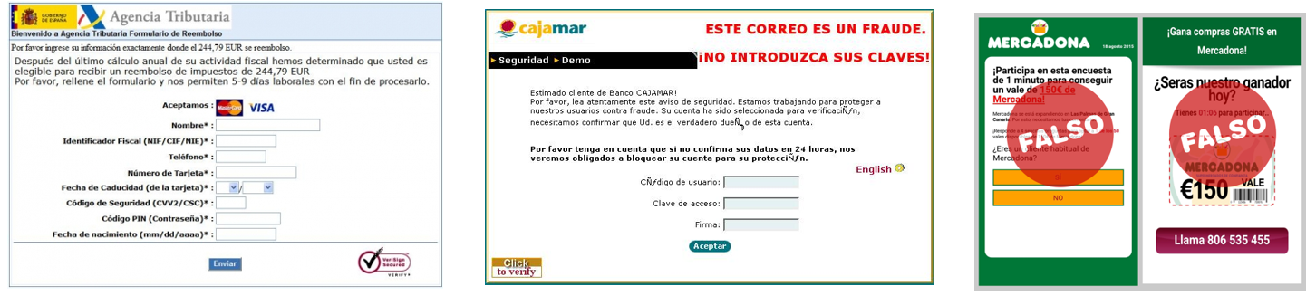 ejemplos de phishing mercadona agencia tributaria cajamar