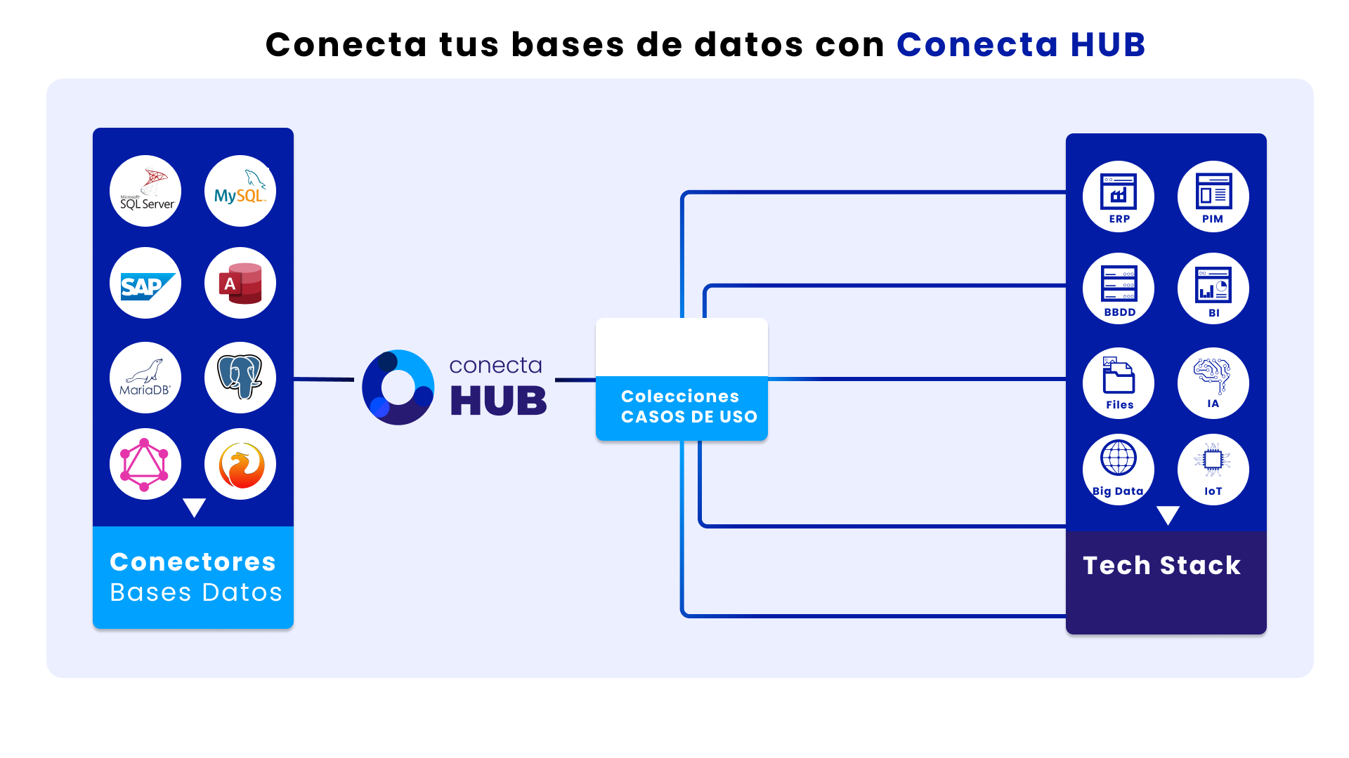 fuentes de datos bases de datos conecta hub