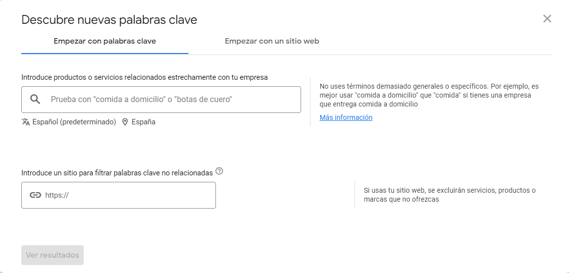 Herramienta Keyword Planner de Google