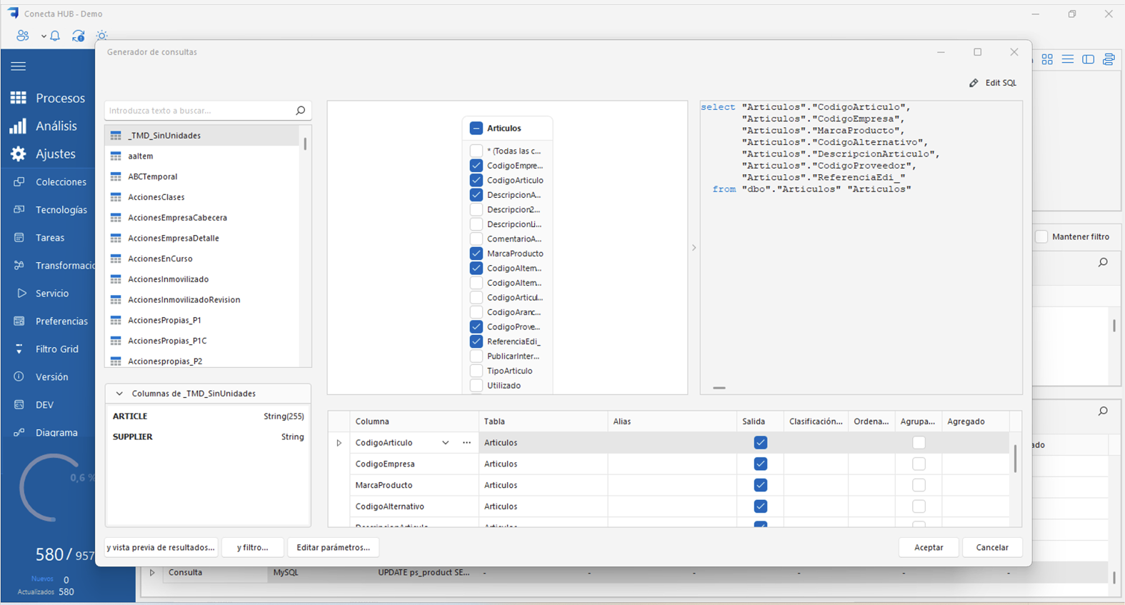 Conecta HUB Constructor de Consultas